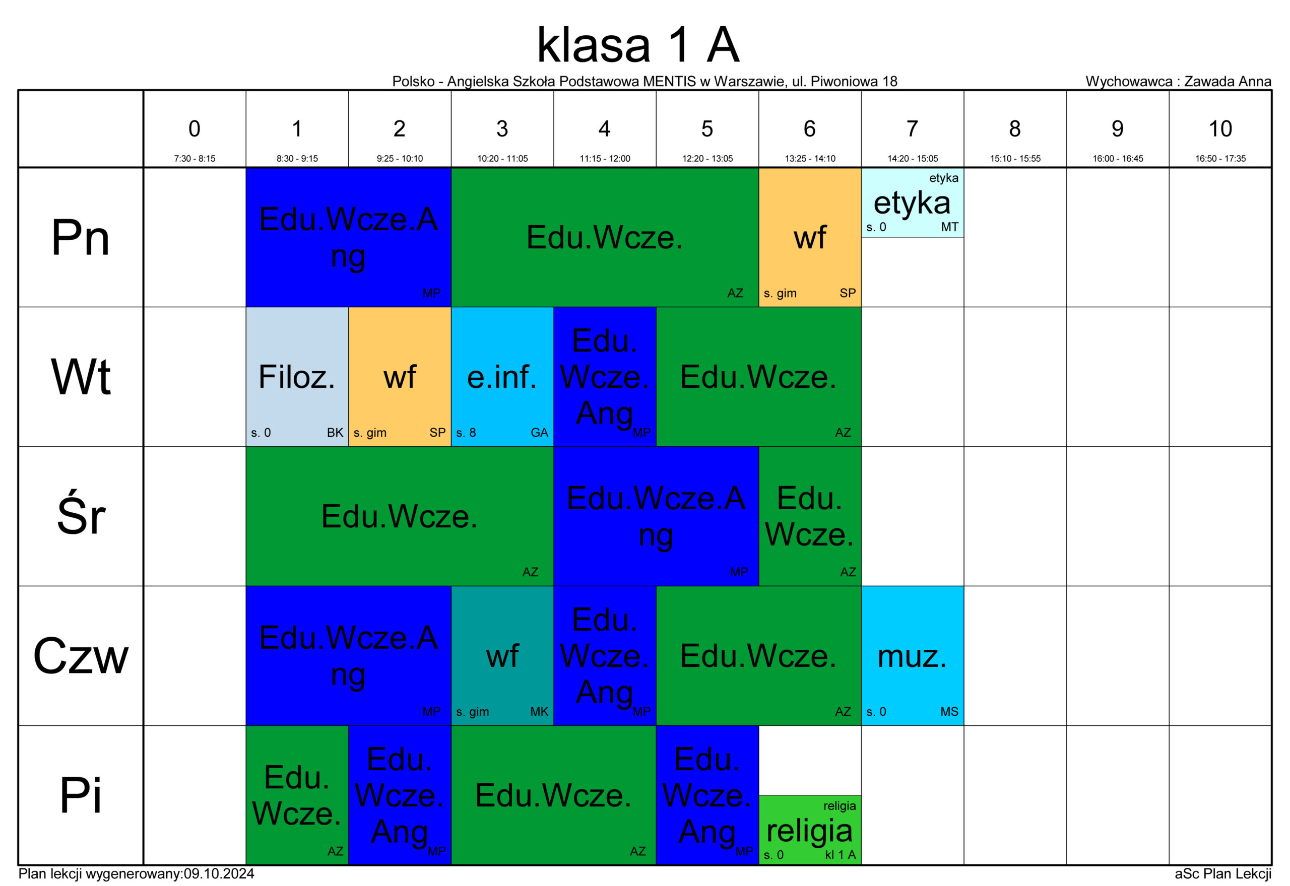 plan 1A scaled - Plan lekcji